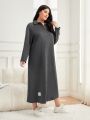 SHEIN Mulvari Women's Solid Color Simple Plus Size Maxi Dress