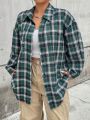 Plus Plaid Print Drop Shoulder Shirt