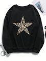 Teen Girl Leopard & Star Print Thermal Lined Pullover