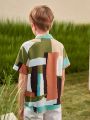 SHEIN Kids SUNSHNE Boys Patchwork Print Shirt