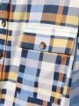 Plus Plaid Flap Pocket Button Up Shirt