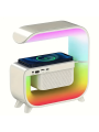 1pc Square Large G Shaped Wireless Charging, Colorful Lighting, Sound System, Clock Display, Alarm Clock, Reminder To Answer Phone Calls, Karaoke Speaker