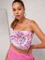 Stella Mae Floral Print 3D Applique Cami Top