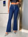 SHEIN BAE Jeans With Belt And Boot Cut Bottom