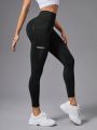 SHEIN Running Women's Wide Waistband Workout Leggings With Cell Phone Pockets