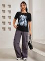 SHEIN PETITE Women's Printed T-Shirt With Character Design