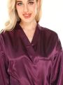 1pc Solid Color Sexy Satin Silk-like Robe (short)