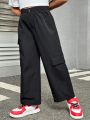 SHEIN Girls' Daily Sweet & Cool Woven Monochrome Straight Pants