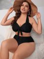 SHEIN Swim Classy Plus Size Solid Color Swimsuit Set