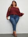 SHEIN CURVE+ Plus Size Solid Color Long Sleeve Sweater