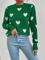 Women's Love Pattern Stand Collar Sweater