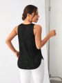 Yoga Basic Mesh Patchwork Curved Hem Sports Tank Top