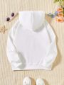 SHEIN Kids QTFun Girls' Hooded Sweatshirt With Bear Print For Spring And Autumn
