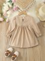 Baby Girl's Simple & Elegant Floral Embroidery Dress For Autumn/Winter