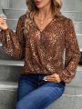 SHEIN Clasi Women's Leopard Print Long Sleeve Shirt