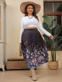SHEIN VCAY Plus Size Flower Printed Skirt