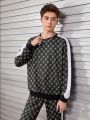 SHEIN Teen Boy Allover Print Contrast Side Seam Pullover & Sweatpants