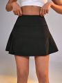 Daily&Casual Solid Color Athletic Mini Skirt Shorts