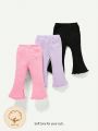 Cozy Cub Baby Girl 3pcs Lettuce Trim Flare Leg Pants