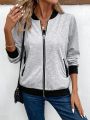 Women's Fashion Sporty Minimalist Grey Jacket