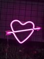 Led Pink Neon Heart Shaped Wall Decor Light For Valentine's Day Gift And Room Decoration