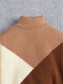 SHEIN Kids EVRYDAY Young Boy Color Block Mock Neck Sweater