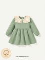 Cozy Cub Baby Girl Contrast Collar Smock Dress