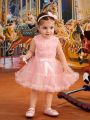 Baby Girl Three-Dimensional Rose Top And Oversized Puff Skirt Skirt Set Is Elegant And Cute