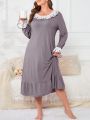 Women's Plus Size Cute Lace Trimmed Nightgown