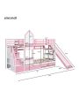 Merax Twin-Over-Twin Castle Style Bunk Bed with 2 Drawers 3 Shelves and Slide