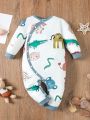 Baby Boys' Cartoon Animal Printed Long Sleeve Romper Jumpsuit