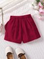 SHEIN Young Girl Bow Front Shorts