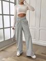 SHEIN Essnce Crossover Elastic Waist Solid Color Trousers