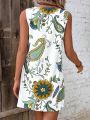 SHEIN VCAY Floral Print Tank Dress