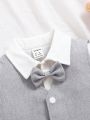 SHEIN Baby Boys' Bow Tie Collar Casual Shirt Vest Long Pants Gentleman 3pcs/Set