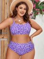 SHEIN Swim Mod Plus Size Floral Printed Bikini Swimsuit Set