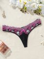 SHEIN Women's Floral Embroidered Thong Panties