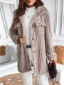 SHEIN Essnce Flap Pocket Fleece Coat