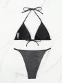 SHEIN Swim Chicsea Rhinestone Studded Triangle Cup Bikini Swimsuit Set