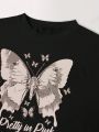 Butterfly Pattern Short Sleeve Casual T-shirt