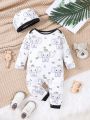 Baby Boys' Elephant Printed Footed Romper