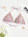 SHEIN Swim BohoFeel Plus Size Swimwear Bikini Top With Paisley Print