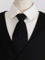 Teen Boy Double Breasted Waistcoat & Suit Pants Without Tie Shirt