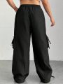 SHEIN Coolane Plus Size Women's Drawstring Waist Utility Cargo Pants