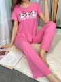 Sil Medeiros Women's Letter & Panda Print Pajama Set