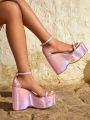 Party Collection Holographic Ankle Strap Wedge Sandals