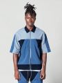 SUMWON Boxy Fit Nylon Zip Shirt With Colour Blocked Panels