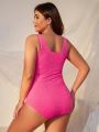 SHEIN Swim Mod Plus Size Women's Ruffled One-piece Swimsuit