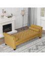 82 Inch End of Bed Bench with 2 Pillows Rolled Armed Ottoman Bench Velvet Bench Button Tufted Sofa Bench Upholstered Bench for Entryway, Living Room and Window