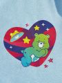 ROMWE X Care Bears Guys Hooded Cartoon Pattern Zipper Hoodie With Drawstring